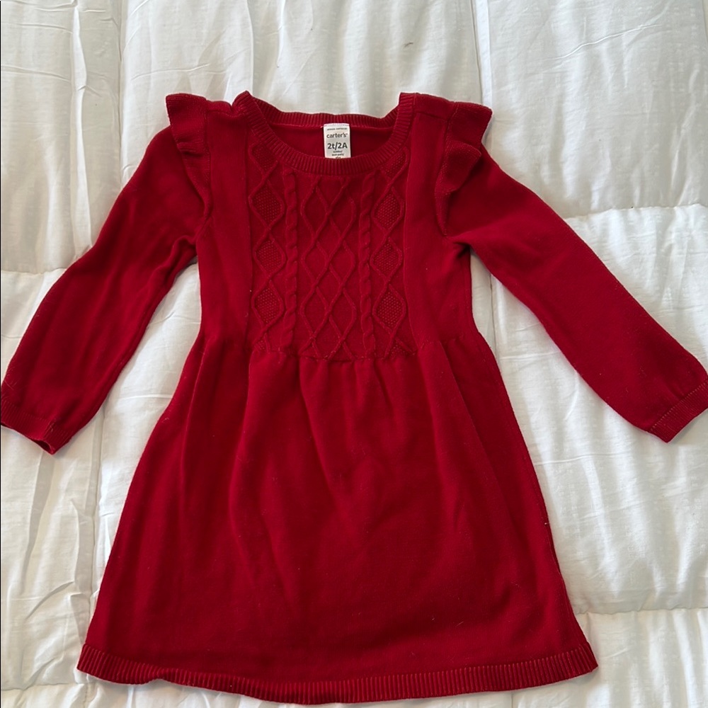 Carters- 2T Red Knit Kids Dress